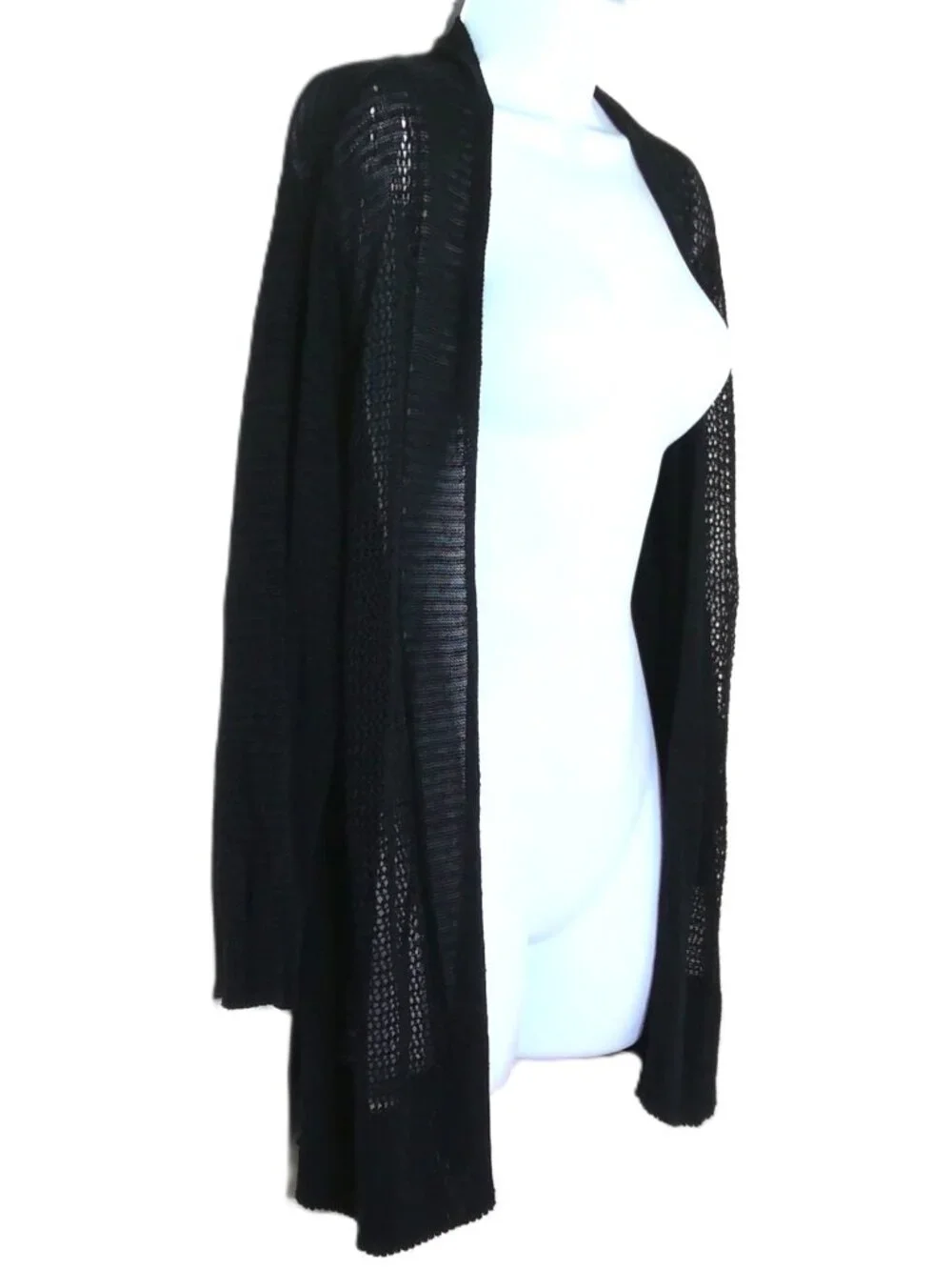 Alfani Black Cardigan Open Front Mixed Media Lacey Dark Fairy Whimsigoth Sz XXL